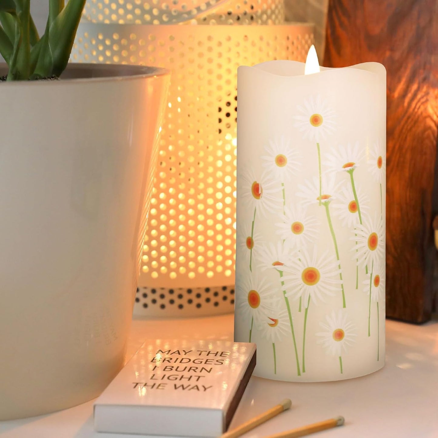 Eywamage Ivory Flameless Pillar Candles with Remote, Flickering Realistic LED Battery Wax Candles Set of 3, Φ 3" H 4" 5" 6"