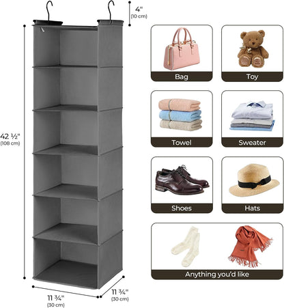 GRANNY SAYS 3-Shelf Hanging Closet Organizer and Storage, Collapsible Hanging Closet Shelves, Hanging Organizer for Closet & RV, Gray, 29 ½" H X 12" W X 12" D, 1-Pack