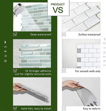 STICKGOO Peel and Stick Backsplash - 10 Sheets of 12”×12” - 3D Self Adhesive Peel and Stick Tile Backsplash for Kitchen & Bathroom