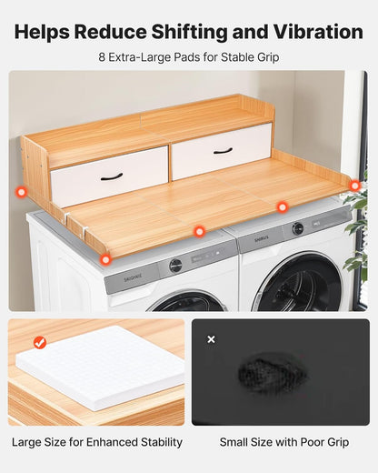 VEVOR Washer Dryer Countertop with 2-Tier Shelf, 54" x 27" Wooden Washer and Dryer Countertop with Anti-Slip Pads, Water-Resistant Laundry Topper Cover for Laundry Room Organization and Storage, Black