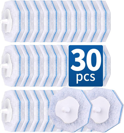 30 Count Disposable Toilet Brush Heads, Toilet Bowl Wand Refills for Clorox Toilet Cleaning, toilet scrubber refill，disposable toilet brush headrefills，Toilet Cleaning Sponges Heads for Bathtub, Floor
