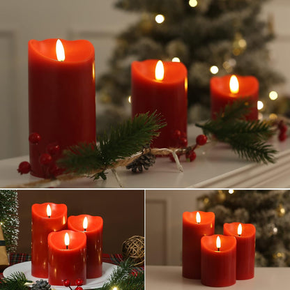 LUSHARBOR Flameless Candles with Remote, 3 Pack Battery Operated Candles Flickering Real Wax LED Fake Pillar Candles with Timer for Wedding Home Party, White