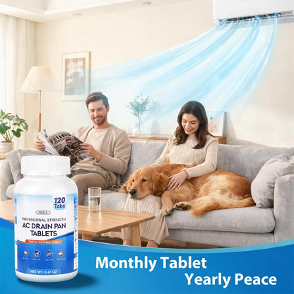Poesie AC Drain Pan Tablets 120 Count, Condensate Tablets, Non-Clog Pan Cleaner, Effective Odor Control for All HVAC, Dehumidifiers and Appliance Pans