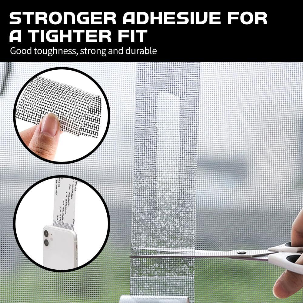 Upgraded Strong Adhesive Screen Repair Tape, 2024 New 2" x 80" Screen Repair Kit Window Fiberglass Mesh Screen Repair Tape, Self-Adhesive Screen Window Repair Patch for Doors, Windows