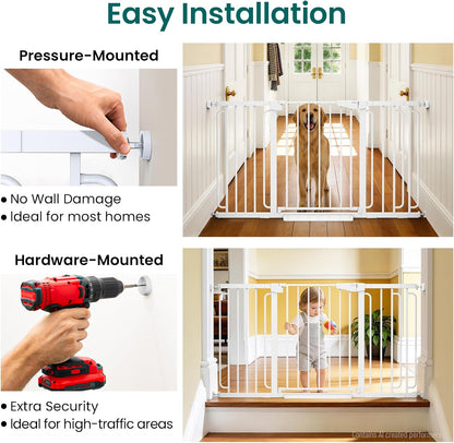 Cumbor 30-46" Baby Gate for Stairs, Mom's Choice Awards Winner-Auto Close Dog Gate for The House, Gifts for Mom, Easy Install Pressure Mounted Pet Gates for Doorways, Black