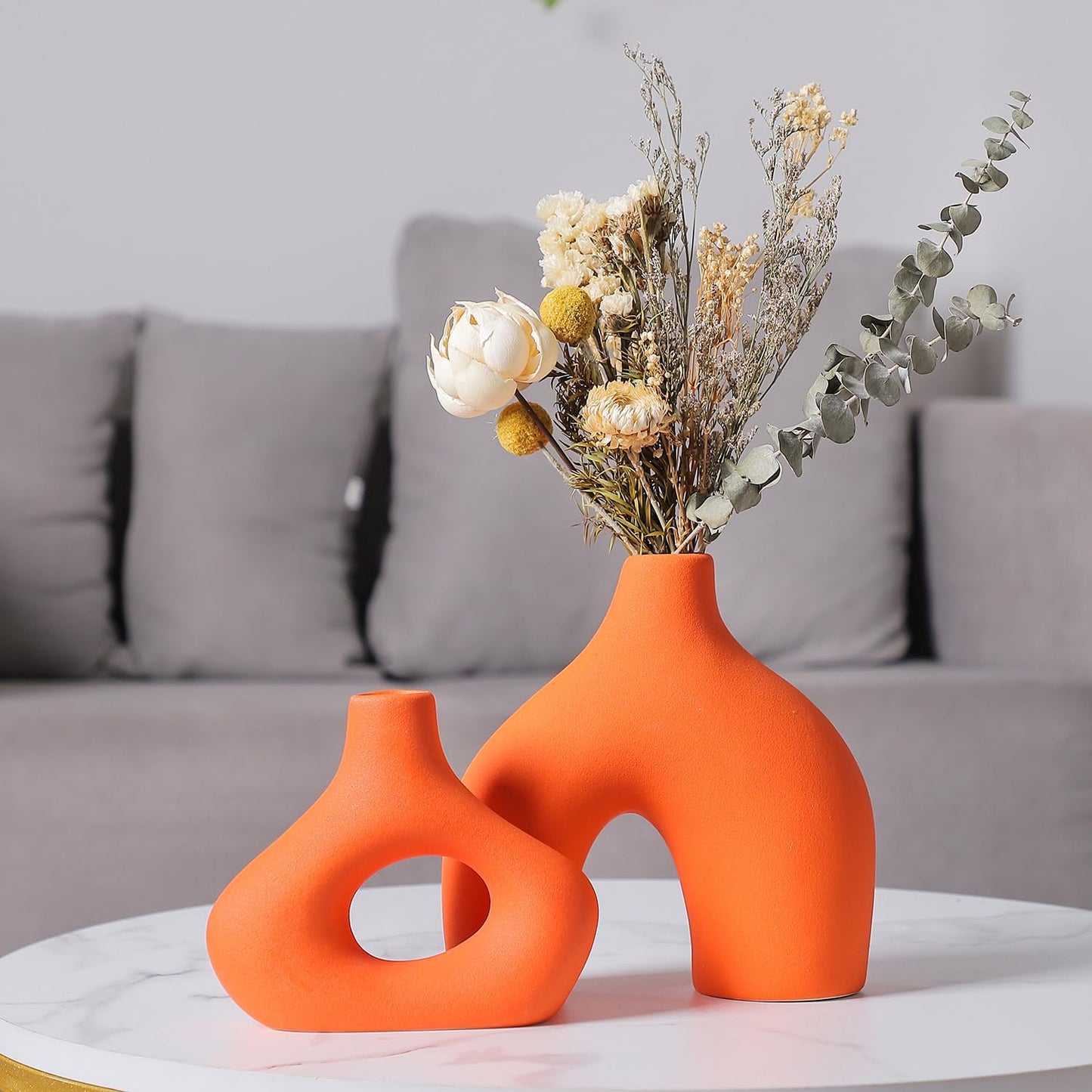 CEMABT Modern Nordic Boho Vase Set - Elegant Beige Matte Ceramic Vase for Living Room, Bookshelf, Mantel, Entryway Table & Console Decor | Home Decor Shelf Decorations Easter Gift