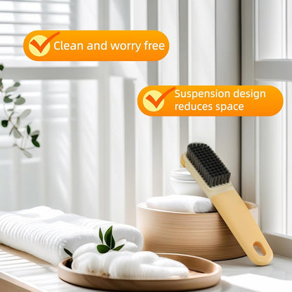 Ergonomic Clothes Soft Bristle Laundry Brush, Milk Yellow, ABS+PBT Material, Hanging Design, Portable Hand-Held Cleaning Tool with Comfortable Grip for Garments, Shoes, Household (Cream Yellow, L)