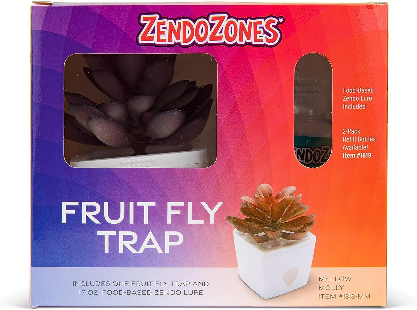 ZendoZones Succulent Fruit Fly Trap – Dark Green Design with Terracotta Base – Eco-Friendly Indoor Fruit Fly Control – Easy-to-Use Decorative Trap | Eco-Friendly Lure; Decorative Dark Green Succulent Design; Refillable; Terra Cotta Base; Easy to Use