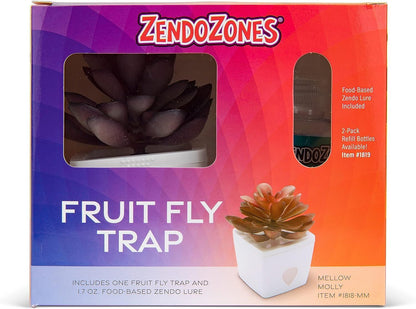 ZendoZones Succulent Fruit Fly Trap – Dark Green Design with Terracotta Base – Eco-Friendly Indoor Fruit Fly Control – Easy-to-Use Decorative Trap | Eco-Friendly Lure; Decorative Dark Green Succulent Design; Refillable; Terra Cotta Base; Easy to Use