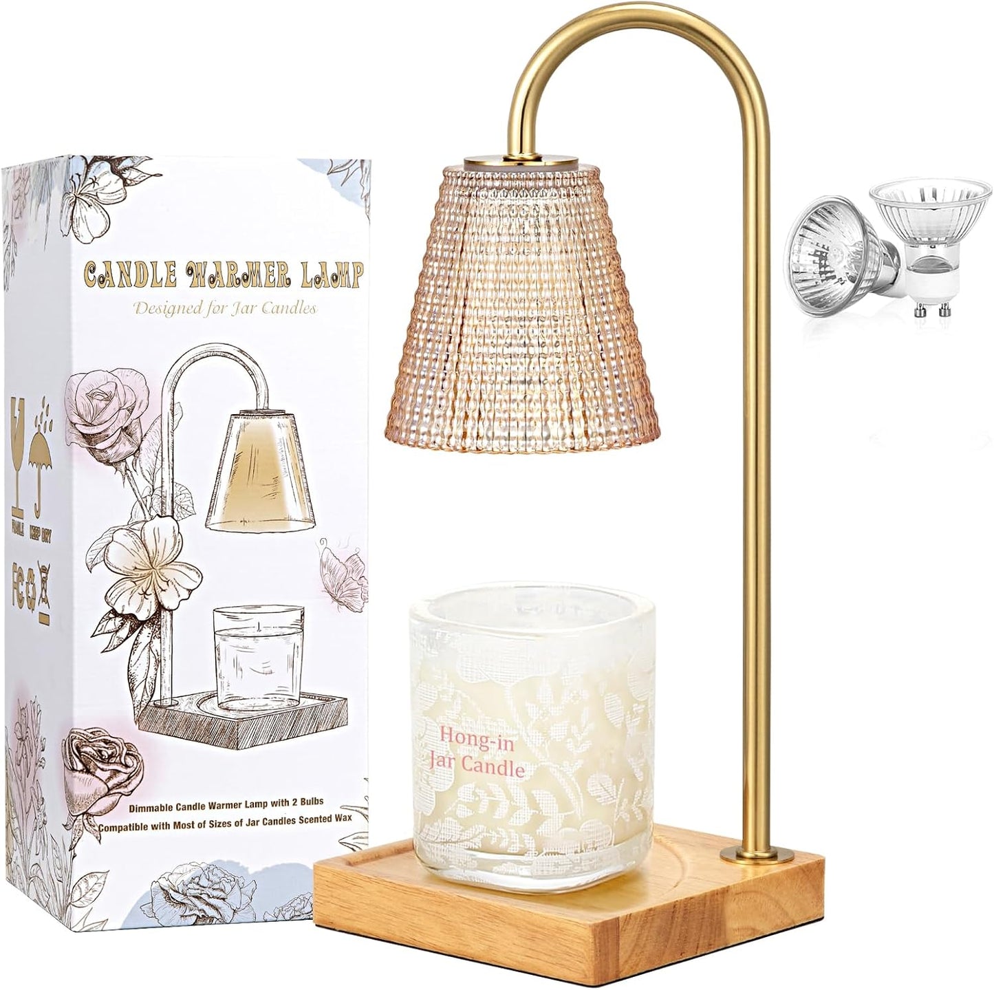 Hong-in Candle Warmer Lamp with Timer-Dimmable Adjustable Height Candle Lamp Warmer, Birthday Gifts for Women Mom Her, Housewarming Office Home Decor,Wax Warmer for Scented Wax Jar Candles