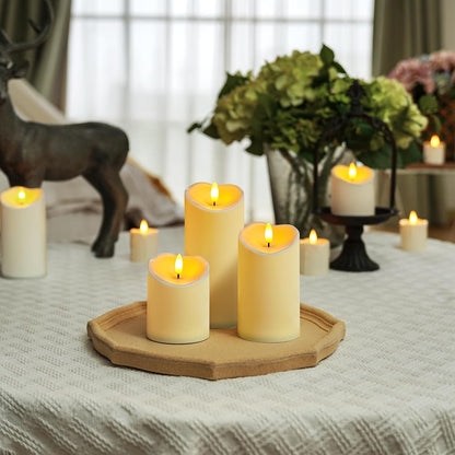 Homemory Dripping Wax Flameless Candles, Battery Operated Candles with Remote Control and Timers, LED Pillar Candles, Electric Fake Candles, 3" x 6", Set of 2