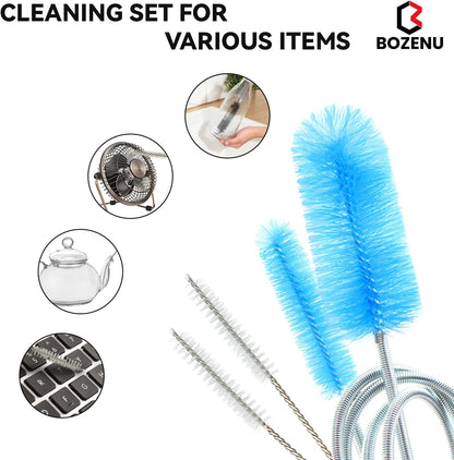 Flexible Drain Brush, 66 Inch Long Double Ended Hose Pipe and 58 Inch Tube Cleaning Brush and 2 Pack 8 Inch Straw Cleaner Brush