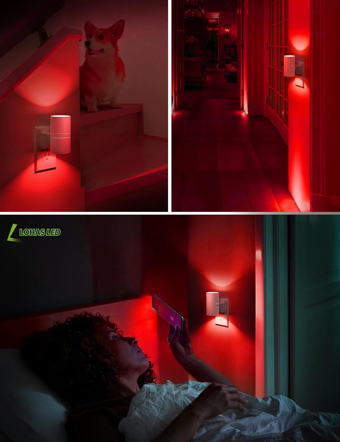 L LOHAS LED Night Light Plug in, Night Lights Plug into Wall, Light Sensor, 0-100LM Soft White 3000K, Dimmable Night Light, Modern Nightlight for Kids Bathroom Hallway Bedroom Kitchen Stairway, 2 Pack