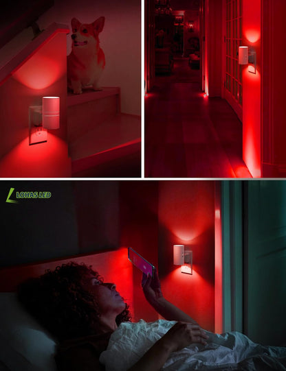 L LOHAS LED Night Light Plug in, Night Lights Plug into Wall, Light Sensor, 0-100LM Soft White 3000K, Dimmable Night Light, Modern Nightlight for Kids Bathroom Hallway Bedroom Kitchen Stairway, 2 Pack