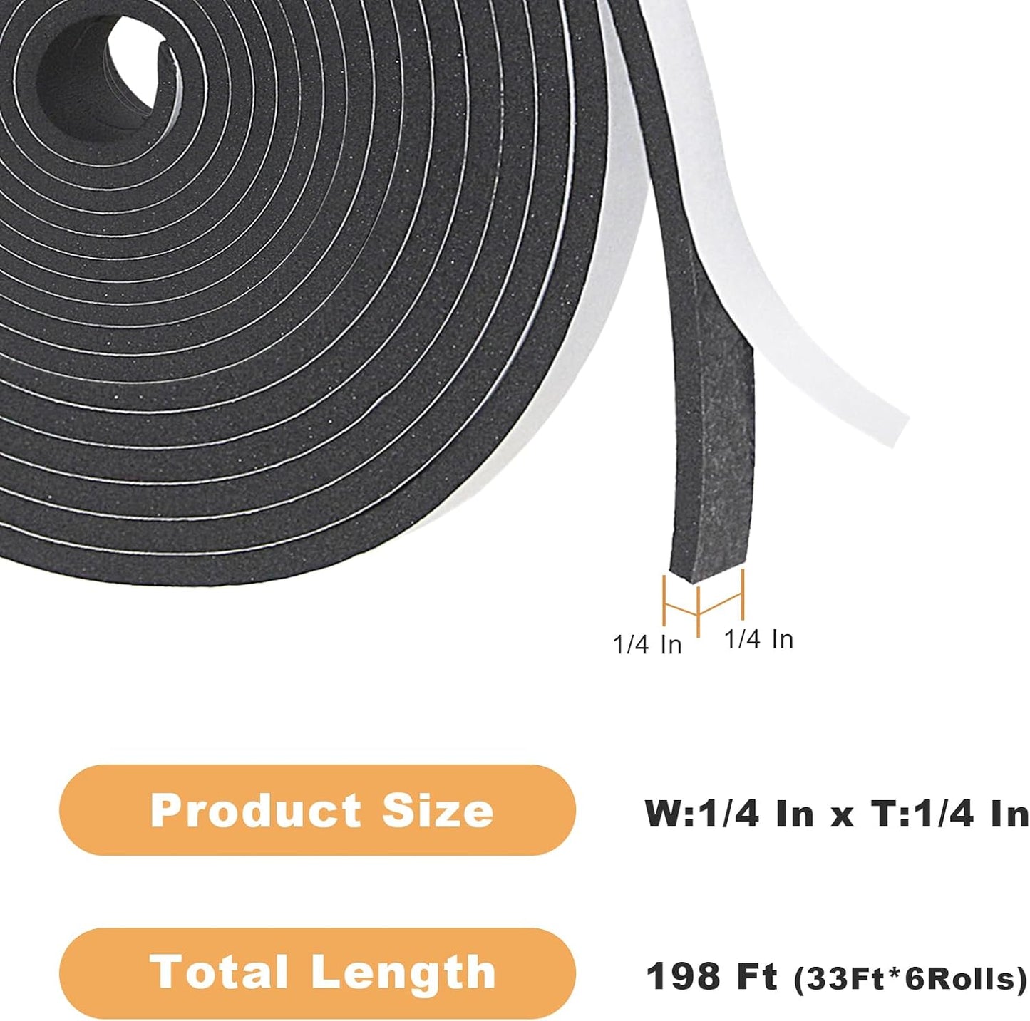 Weather Stripping Door Seal Strip for Doors and Windows, 1In x 1/8In x 33Ft x 2 Roll Foam Insulation Tape Self Adhesive,Sound Proof,Weatherstrip,Pipe Cooling, Air Conditioning Seal Strip - Colors B