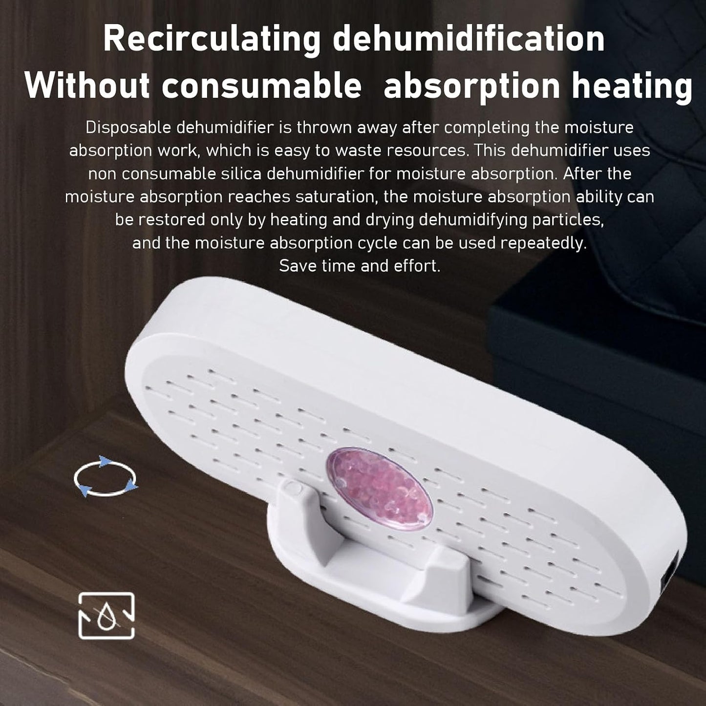 Small Dehumidifier, Portable Mini Humidity Absorbers, ABS 5W 6V Effective White Electric Dehumidifiers for Closet Shoe Cabinet