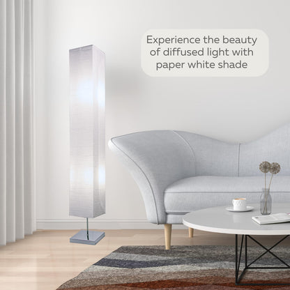 LIGHTACCENTS Home Decor Floor Lamp (Set of 2) 59 Inch Paper Floor Lamp Pair with Polished Chrome Base, Room Decor Lamps for Living Room, Rice Paper Lantern Lights, On/Off Footswitch