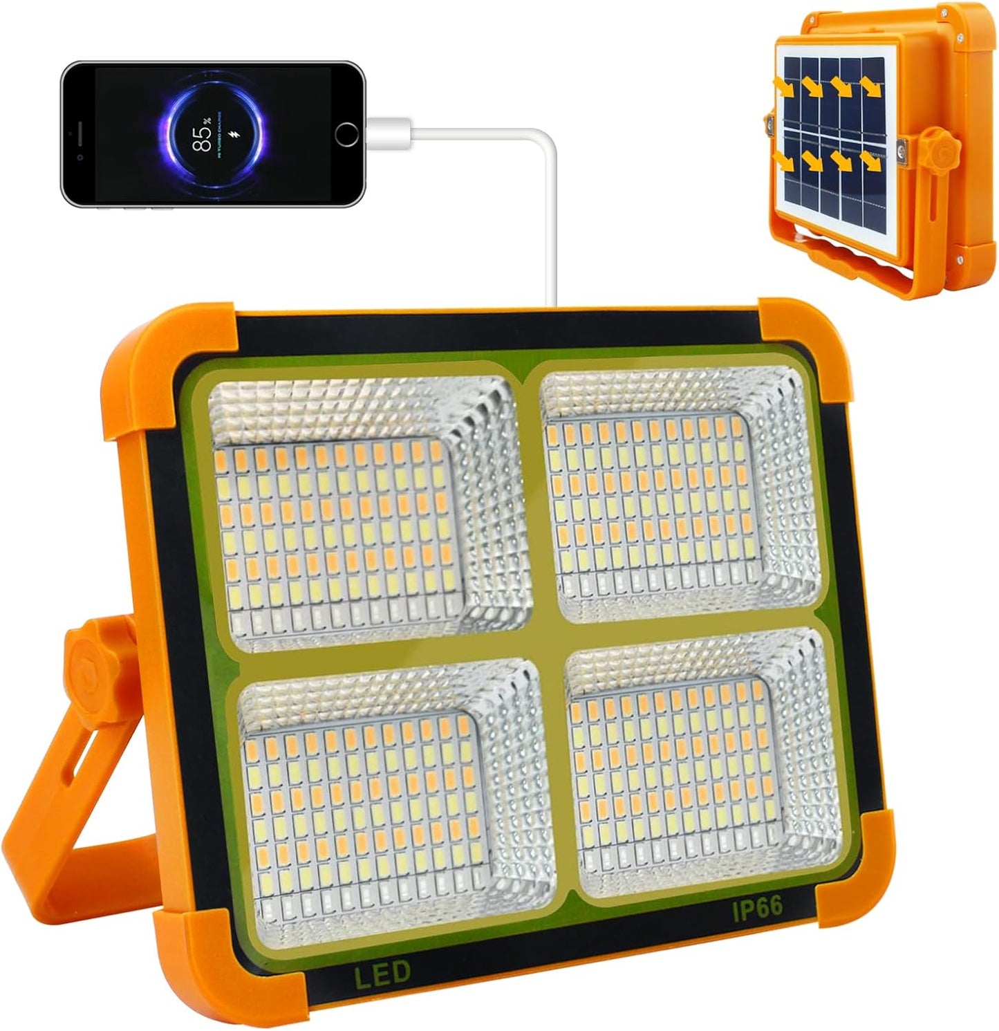 CREATESTAR Solar Portable Camping Light with Stand, 100W 12000mAh Battery Rechargeable Light with 4 Modes, LED Cordless Flood Lights for Work, Emergency Power Failure, Car Repair