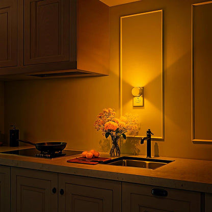 Briignite Night Lights Plug into Wall [2 Pack], White Night Light Dusk to Dawn Sensor Nightlight, Brightness Adjustable 3000K Soft White, Plug in Night Light for Bedroom, Hallway, Stairs, Kitchen
