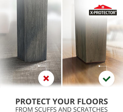X-Protector Premium Felt Furniture Pads - 20 PCS 6 x 1/2" - Black Rectangular Pads with Tenacious Adhesive - Protects Hardwood, Laminate & Tile Floors