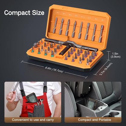 Bomivoi 42 in 1 Magnetic Screwdriver Set, DIY Ratchet Screwdriver Set, Multi Bit Magnetic Drive Set with Detachable Ratchet Handle, Portable Compact Repair Tool Kit for Furniture Computer Bicycle Blue