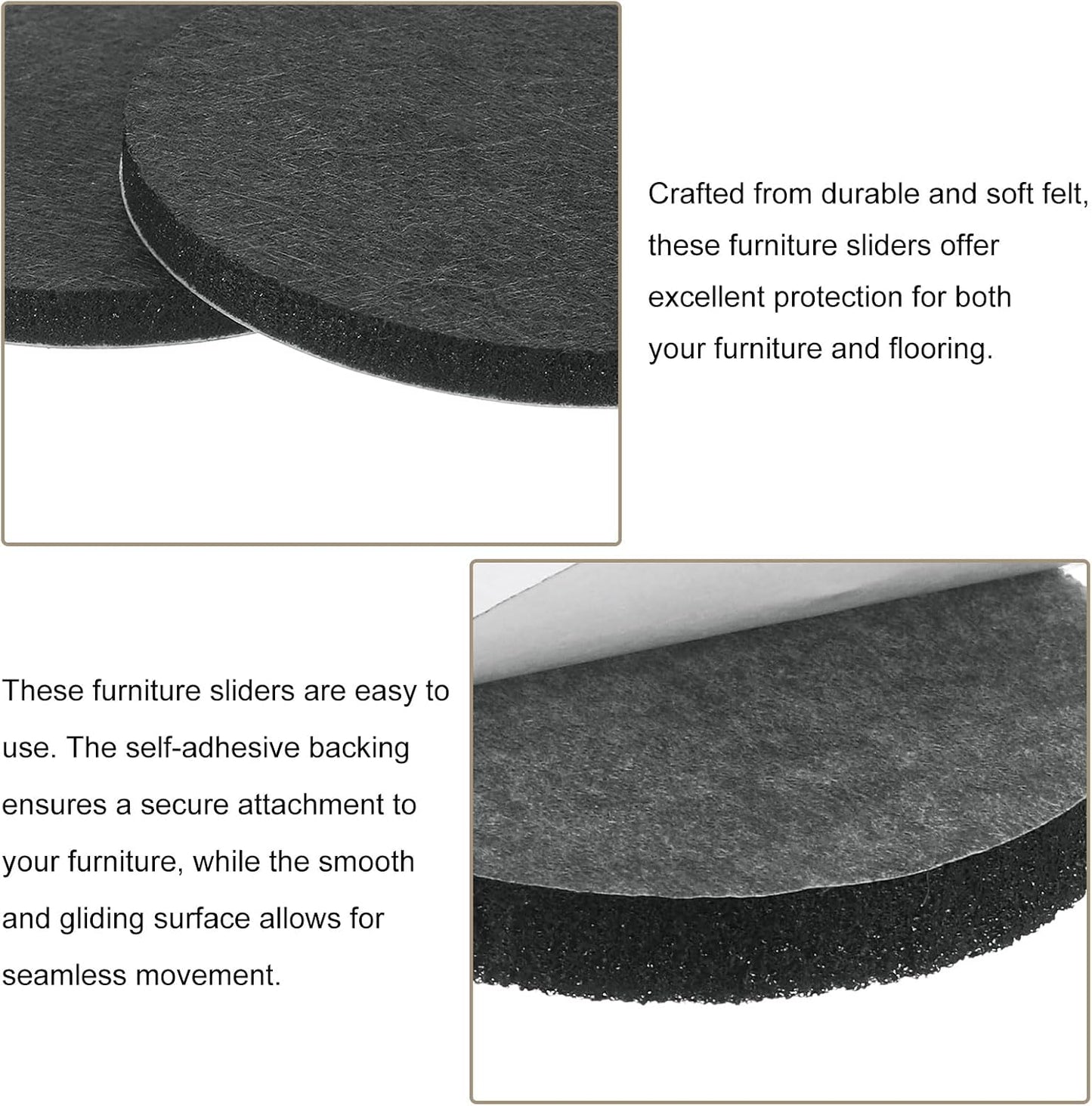 uxcell Furniture Pads, 36Pcs 0.5" - Round Self Adhesive Felt Furniture Pads, Floor Protectors for Furniture Feet Chairs Legs Hardwood Floors (Black)