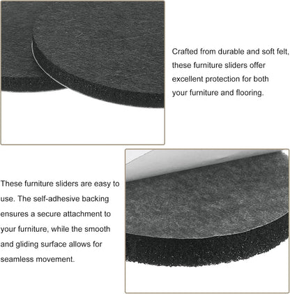 uxcell Furniture Pads, 36Pcs 0.5" - Round Self Adhesive Felt Furniture Pads, Floor Protectors for Furniture Feet Chairs Legs Hardwood Floors (Black)