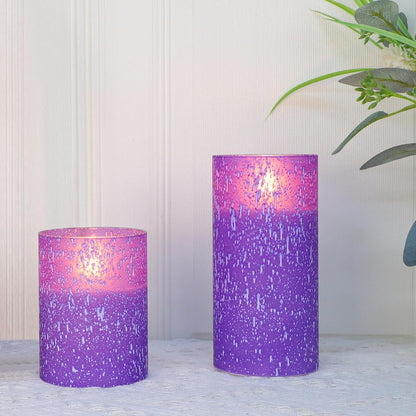 Blue Flameless Candles with Remote, Real Wax Glass Battery Operated Candles with Timer, LED Pillar Candle for Bedroom Home Wedding Birthday Party Fall Halloween Christmas Decorations, Set of 3