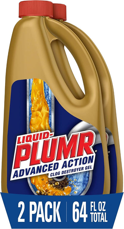 Liquid-Plumr Pro-Strength Full Clog Destroyer, Bathroom & Kitchen Sinks, Shower and Tub Drain, Safe for Pipes, Liquid Drain Cleaner, 32 Fluid Ounces