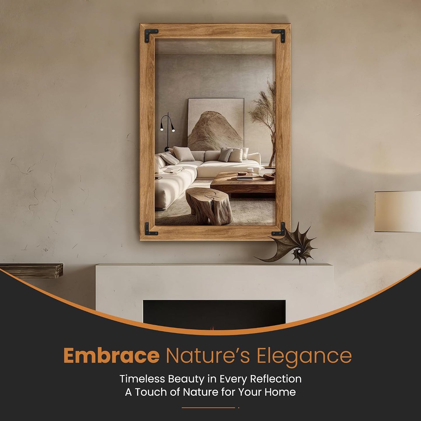 TRAHOME Full Length Mirror with Wooden Frame, 56"X22" Solid Wood Standing Floor Mirror for Farmhouse, Bathroom, Bedroom Decor, Hanging or Leaning Wall-Mounted