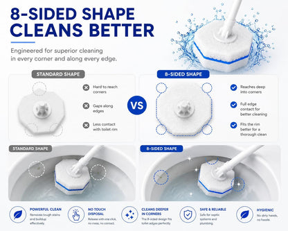 Disposable Toilet Bowl Brush and Holder Set – 40 Refills Included, No-Touch Toilet Wand Cleaning System, Toilet Brush & Holder for Bathroom, Hygienic Toilet Bowl Cleaner Starter Kit