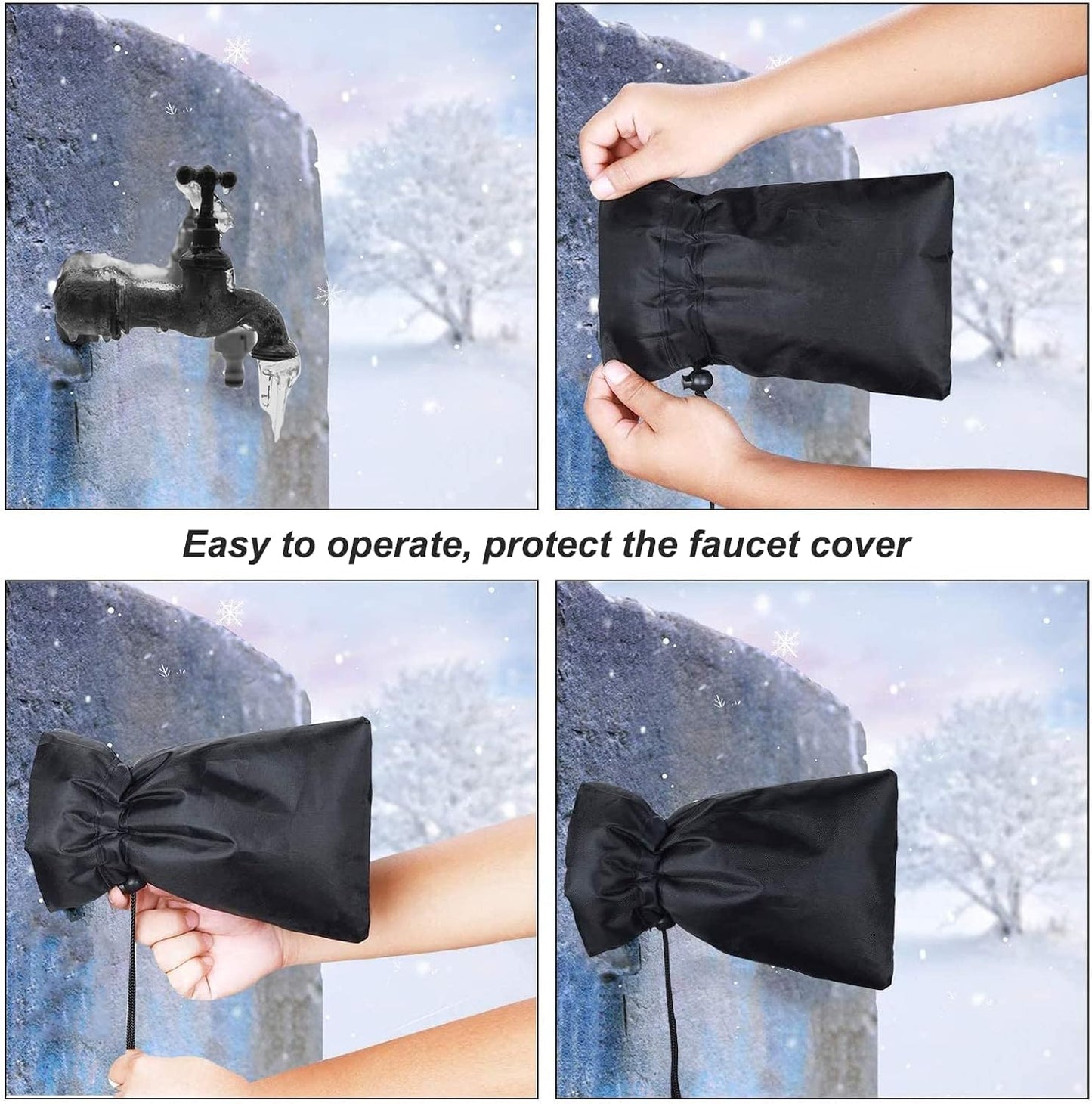 seOSTO Faucet Cover for Winter,9"(W) 6.2"(H) Outside Faucet Cover Socks for Freeze Protection,Hose Bib Covers for Winter