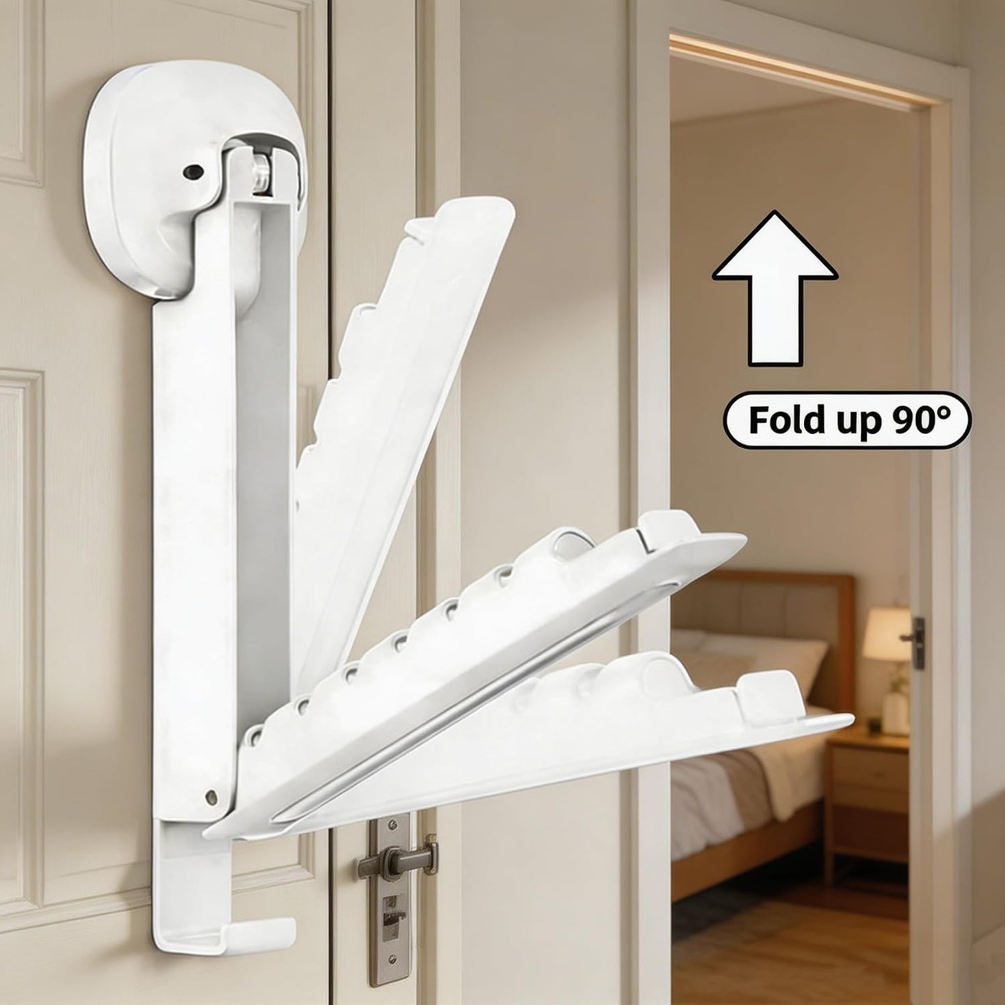 LETINE Suction Cup Wall-Mounted Foldable Drying Rack, Over The Door and Wall-Mounted Hanger for Laundry Room, Bathroom, Bedroom, Travel Storage & Drying in Small Spaces