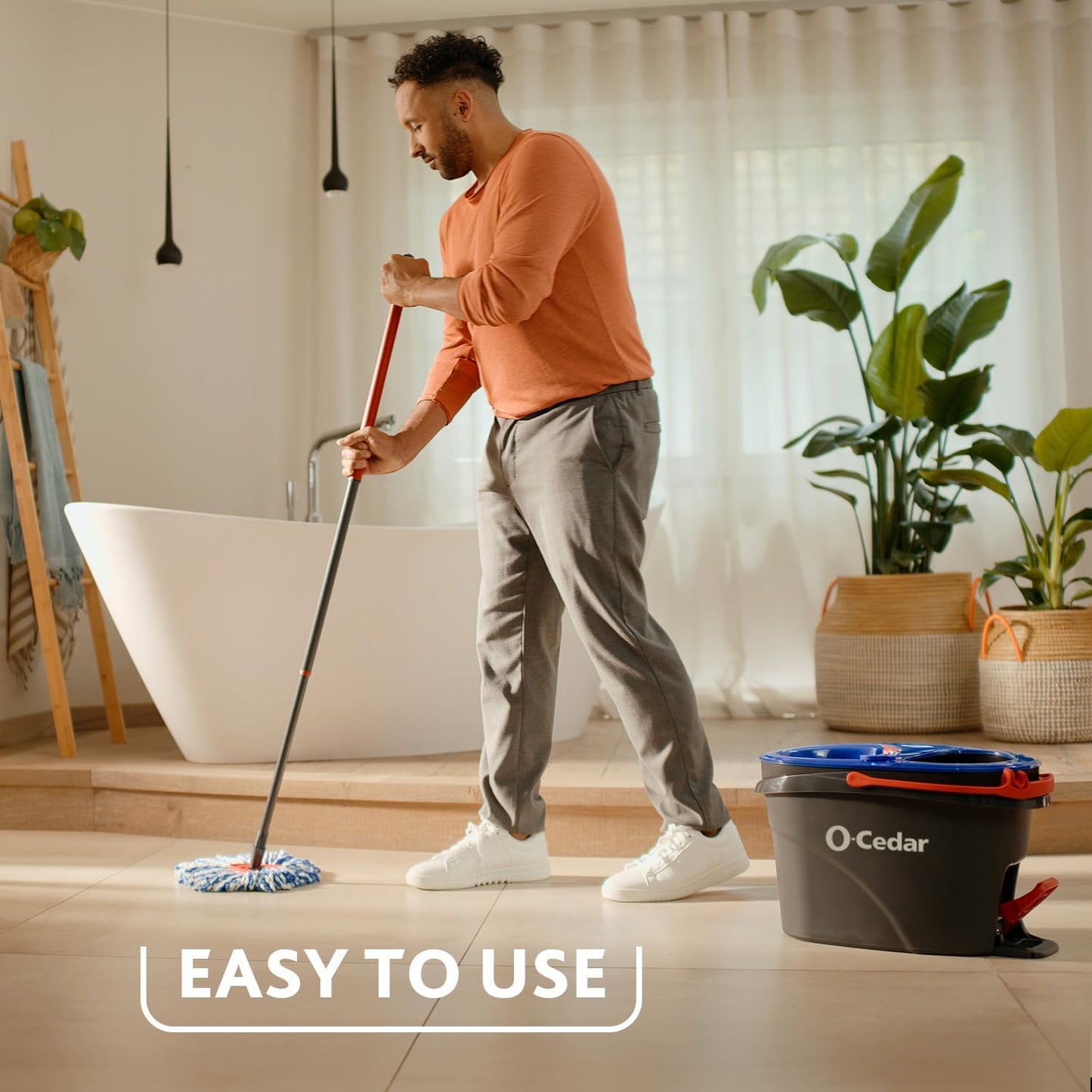 O-Cedar EasyWring RinseClean Microfiber Spin Mop & Bucket Floor Cleaning System with Lavender Pac (Variety Pack)