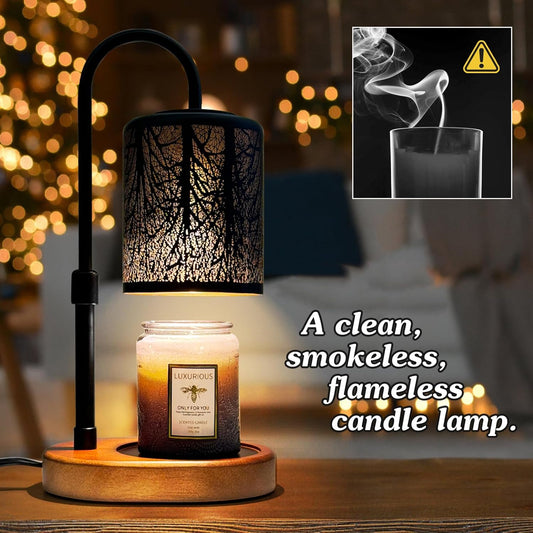 Candles Warmer Lamp with Timer and Dimmer, Home Bedroom Decor, Electric Adjustable Candle Wax Warmer Melter, Vintage Decor Birthday Monther Day Gifts,2 Bulbs，Black
