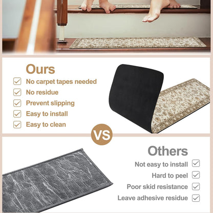 OJIA Extra Non-Slip Stair Treads for Wooden Steps 15PCS, 30"X8" Rubber Indoor Stair Runner Slip Resistant Stair Rugs Safety Mats for Dogs, Kids & Elders, Stairway Grip Step Treads, Gray