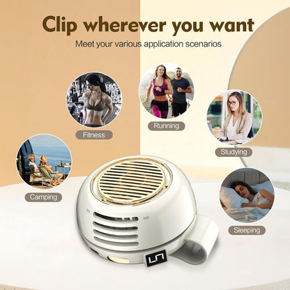 Portable Silent Mini Bladeless Electric Fan,Small fan Clip on for Shirt & Waist,2026 New Mini Bladeless Fan Clip On,Adjustable 3-Speed For Outdoor & Travel & Office, Travel Accessories, Gift (white)