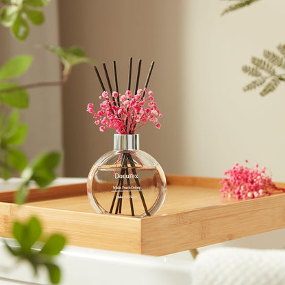Flower Reed Diffuser Set 5.07oz Satin Rose Scent Diffuser with Sticks Home Fragrance Reed Diffuser for Bathroom Shelf Decor