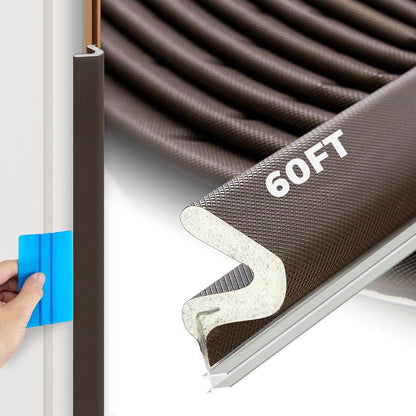 40FT Weather Stripping Door Seal, Kerf Style Foam Strip for Large Gaps, with Scraper Tool for Exterior and Interior Frames, White