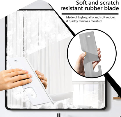 3 Pieces Mini Soft Silicone Window Squeegee, Hand Water Scraper with Hanging Hole, Small Mirror Cleaning Squeegee for Shower Glass Car Bathroom Dink Countertop (White)
