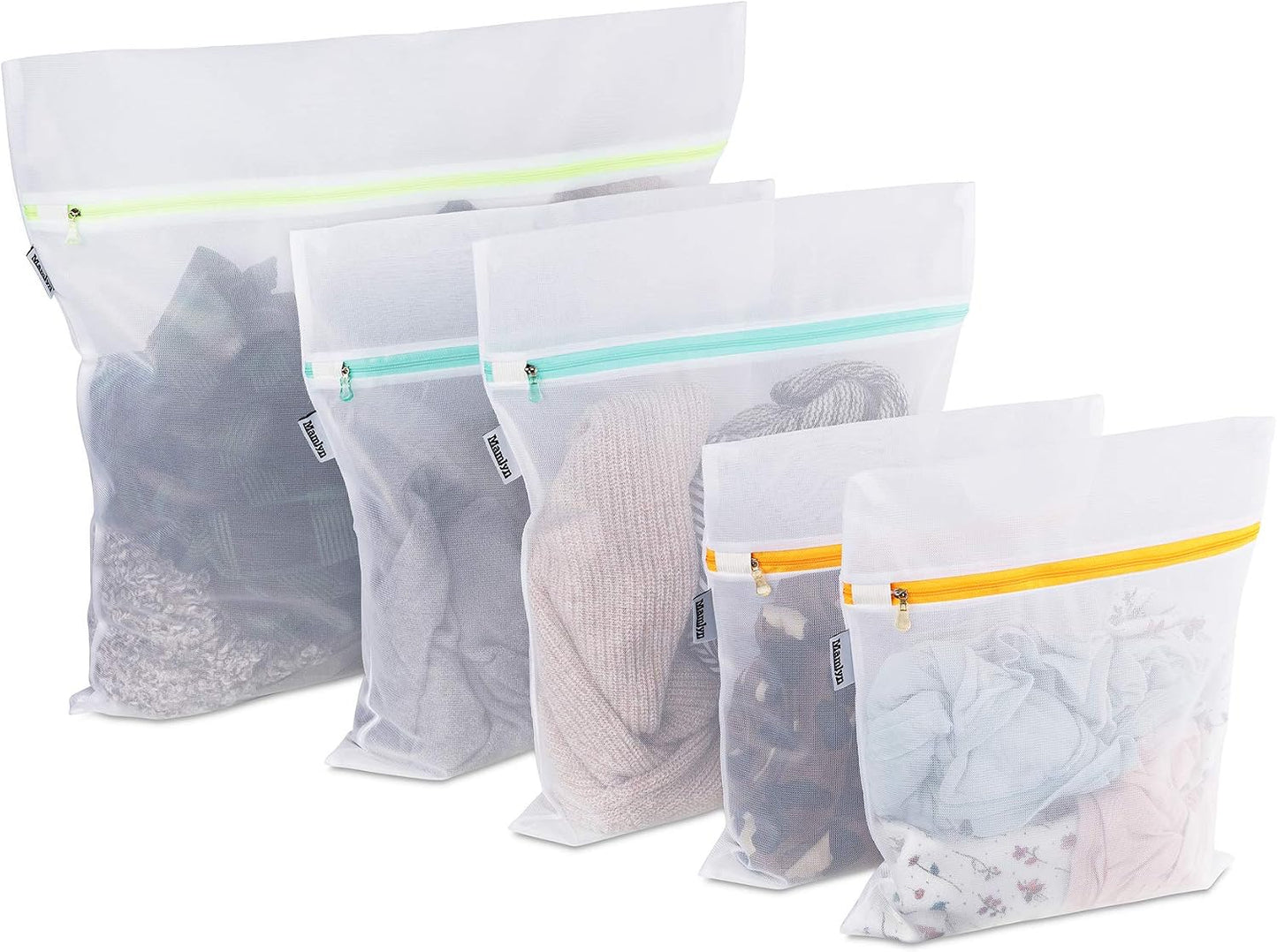 Mamlyn Mesh Laundry Bag for Delicates, Wash Bag for Underwear and Lingerie, Makeup Organizer Bag (2 Small)