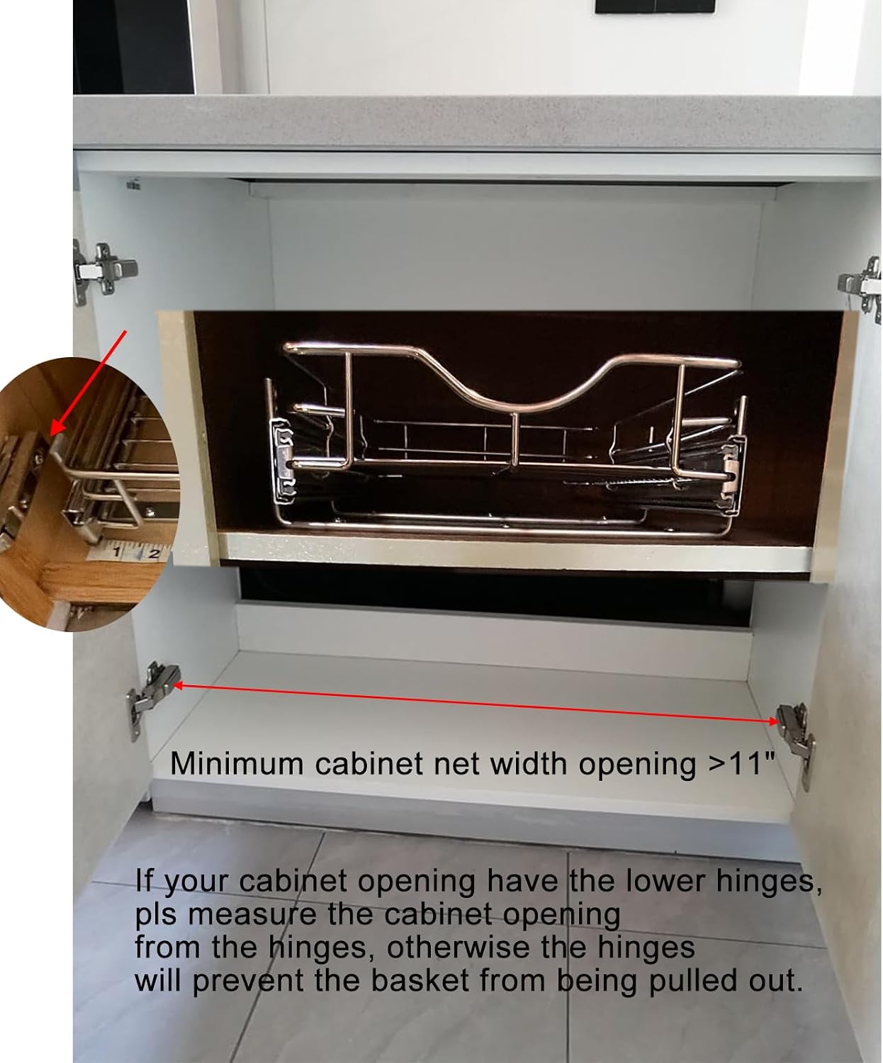DINDON Pull Out Cabinet Organizer, (17" W x 21" D) Heavy-Duty Metal Sliding Drawer Shelf, Bathroom Under Sink Kitchen Cabinets Organizer and Storage Slide Out Shelves, Chrome, 1 Tier, 2 Pack