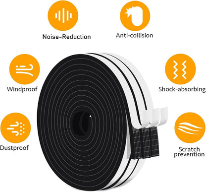Upgraded Strong Adhesive Foam Weather Stripping Door Seal Insulation Tape for Insulating Door,Window, Air Conditioner Noise-Reduction Self Adhesive Sealing Weatherstrip (1 in x 1/2 in x 10 Ft) - Colors B