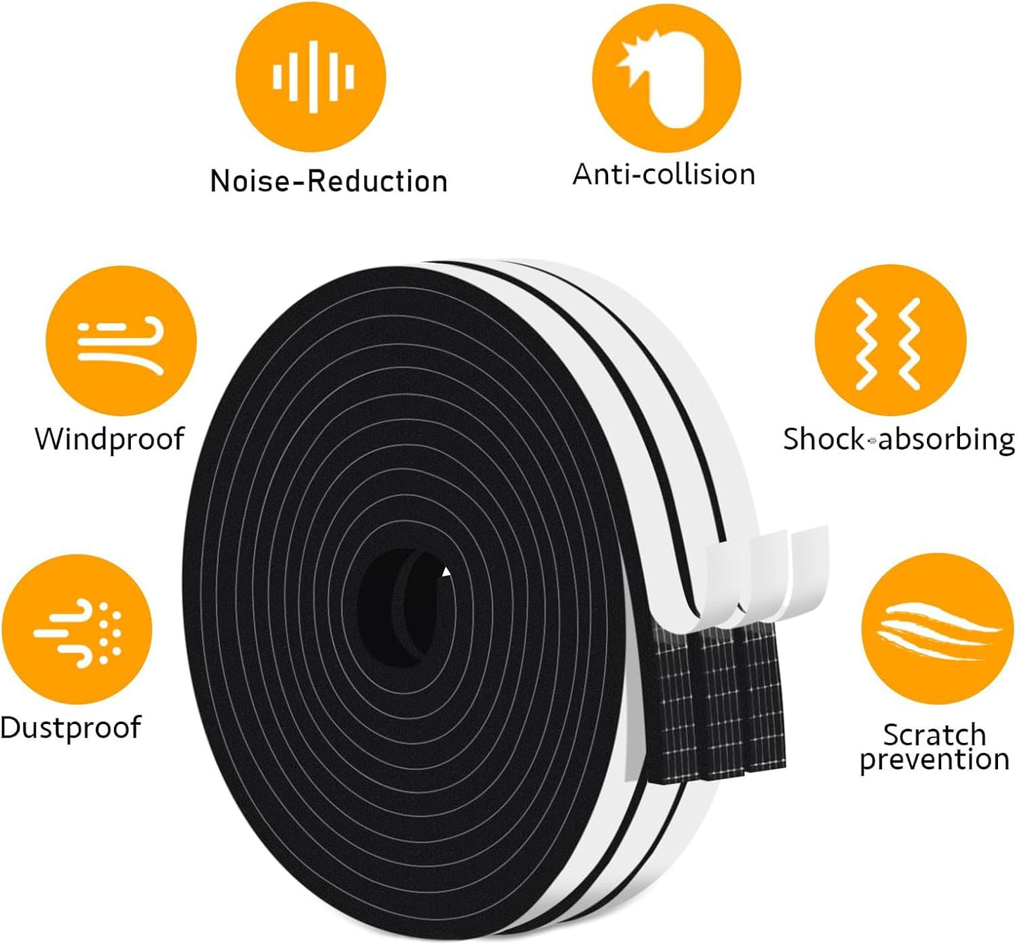 Strong Adhesive Weather Stripping, High Density Weatherproof Weather Stripping Door Seal Strip for Sliding Door, Windows,Noise-Reduction Foam Sealing Strip, White(1/2 in x 1/4 in x 13Ft) - Colors B