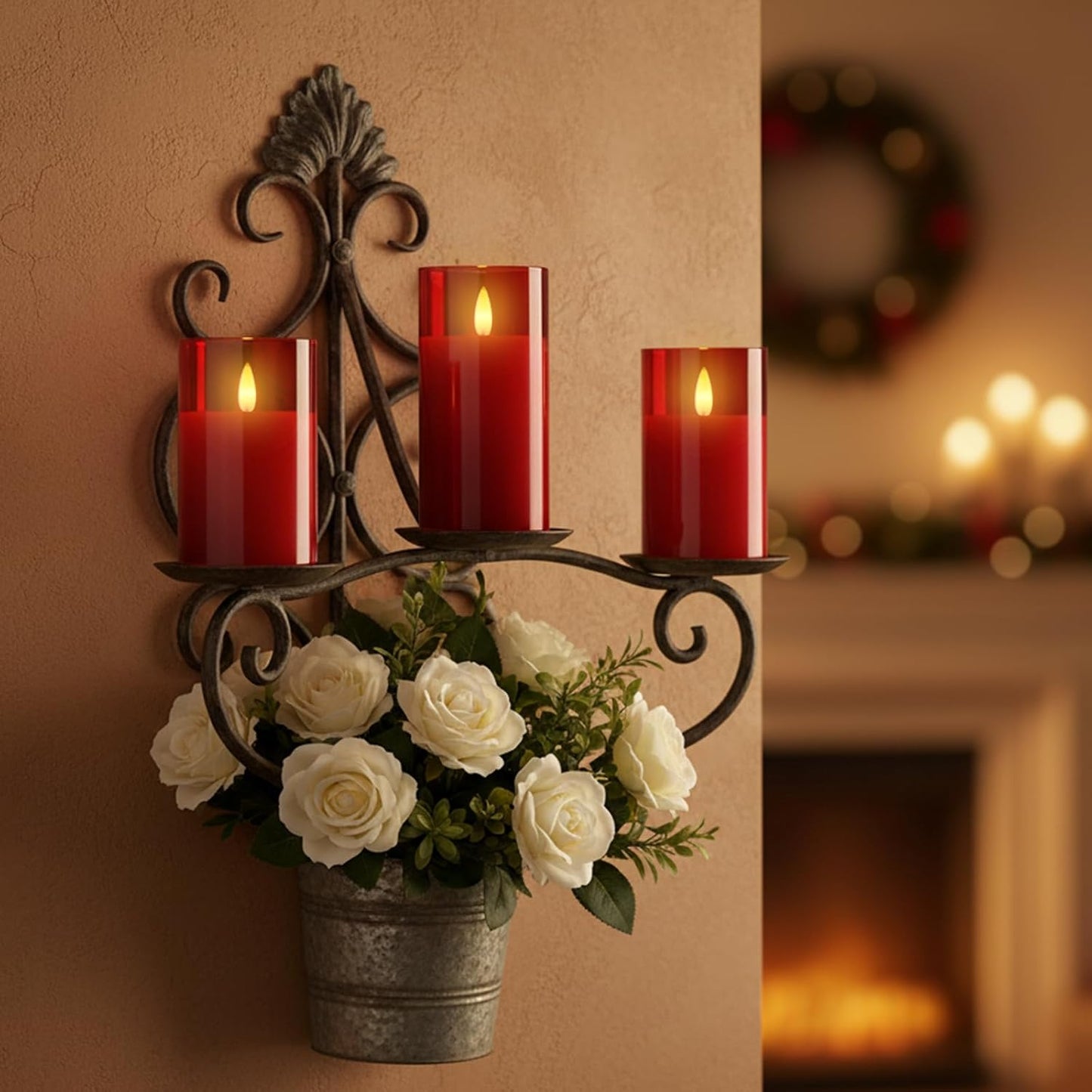 Amagic Clear Glass Flameless Candles Battery Operated with Timer, Remote Control, LED Pillar Candles, Battery Powered, Valentine's Day Decor, Pure White Wax, Set of 3