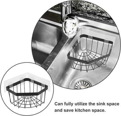 Garneck Kitchen Sink Organizer Tripod Sponge Holder Stainless Steel Dishcloth Draining Rack No-Drill Wall-Mounted Storage for Kitchen Sink Cleaning Accessories