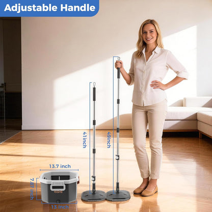 YASHE Spin Mop and Bucket System with True Clean Water Separation, Innovative Detachable Inner Clean Water Bucket for Easy Rinsing, Hands-Free Wringing Floor Mop with 2 Washable Microfiber Pads