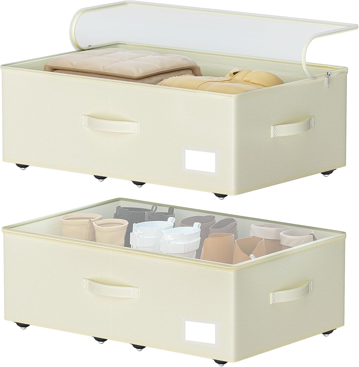 EE-RoomWorld Under Bed Storage with Wheels, No Assemble Required 5.5 inches height grey under bed storage bins,Low Profile Rolling Underbed Shoe Storage containers，dorm underbed storage drawers
