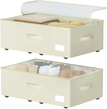EE-RoomWorld Under Bed Storage with Wheels, No Assemble Required 5.5 inches height grey under bed storage bins,Low Profile Rolling Underbed Shoe Storage containers，dorm underbed storage drawers