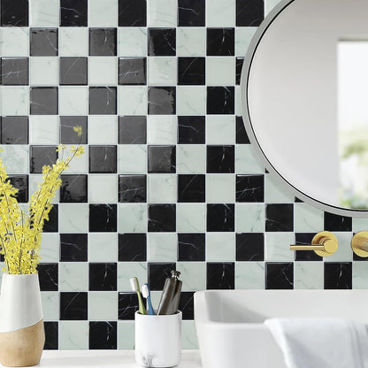 STICKGOO 10 Sheets Peel and Stick Backsplash - 9" x 9" 4D Adhesive Peel and Stick Tile Backsplash for Kitchen&Bathroom